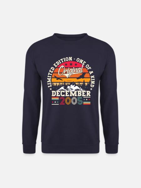 Décembre Année 2005 Cadeau du 17e anniversaire - Sweat-shirt Unisexe - marine