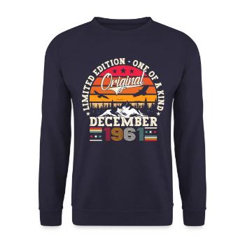 Born December 1961 61st birthday gift - Unisex Sweatshirt - navy - Front - Alina (178cm) & Michal (187cm)