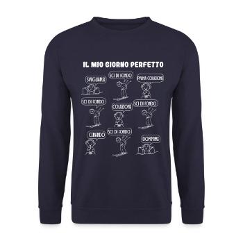Mein perfekter Langlauftag - Unisex Pullover - Navy - Vorne - Alina (178cm) & Michal (187cm)