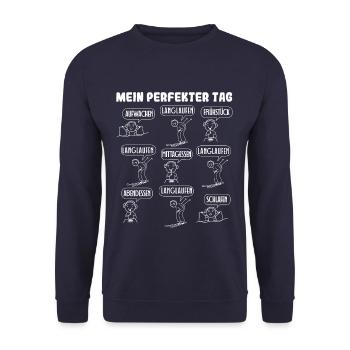 Mein perfekter Tag Langlaufen - Unisex Pullover - Navy - Vorne - Alina (178cm) & Michal (187cm)