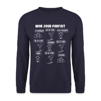Mein perfekter Langlauftag - Unisex Pullover - Navy - Vorne - Alina (178cm) & Michal (187cm)