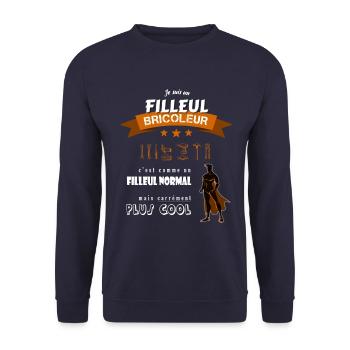 Je suis un Filleul Bricoleur cool et super - Sweat-shirt Unisexe - marine - Devant - Alina (178cm) & Michal (187cm)