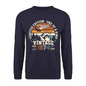Vintage vintage 1974 48th birthday gift man - Unisex Sweatshirt - navy - Front - Alina (178cm) & Michal (187cm)