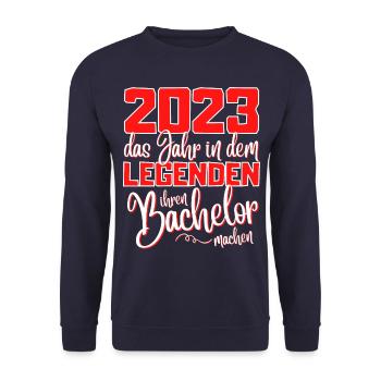Lustiges Bachelor 2023 Abschluss Legenden - Unisex Pullover - Navy - Vorne - Alina (178cm) & Michal (187cm)