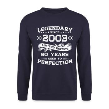 Né 2003 20e anniversaire cadeau homme / femme - Sweat-shirt Unisexe - marine - Devant - Alina (178cm) & Michal (187cm)
