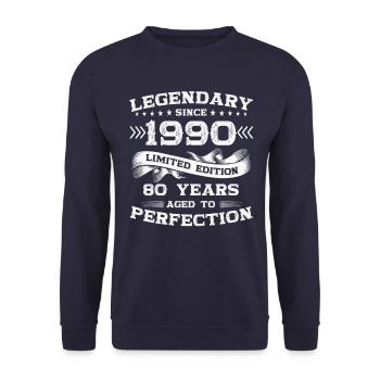 Né en 1990 33ème anniversaire Cadeau homme / femme - Sweat-shirt Unisexe - marine - Devant - Alina (178cm) & Michal (187cm)
