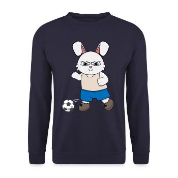 Football Enfants Lapin I Drôles d’animaux | Sports | Kan - Sweat-shirt Unisexe - marine - Devant - Alina (178cm) & Michal (187cm)