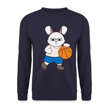 Basketball Enfants Lapin Drôles d’animaux | Sports | K - Sweat-shirt Unisexe - marine - Devant - Alina (178cm) & Michal (187cm)