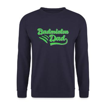 Badminton Papa Geschenk - Unisex Pullover - Navy - Vorne - Alina (178cm) & Michal (187cm)