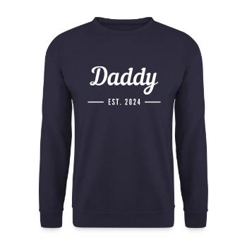 DADDY EST. 2024 - Das Papa Vatertag Geburts Vater - Unisex Pullover - Navy - Vorne - Alina (178cm) & Michal (187cm)