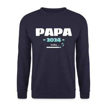 Papa Loading 2024 Werdender Papa Daddy Vater - Unisex Pullover - Navy - Vorne - Alina (178cm) & Michal (187cm)