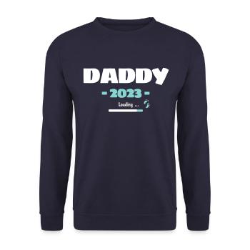 Daddy Loading 2023 Werdender Papa Vater Geburt - Unisex Pullover - Navy - Vorne - Alina (178cm) & Michal (187cm)
