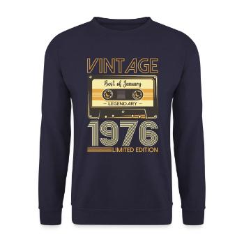 January born 1976 47th birthday gift - Unisex Sweatshirt - navy - Front - Alina (178cm) & Michal (187cm)
