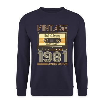 January born 1981 42nd birthday gift - Unisex Sweatshirt - navy - Front - Alina (178cm) & Michal (187cm)