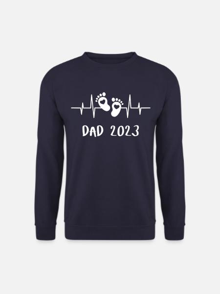 Dad 2023 Papa Herzschlag - Das Daddy Vatertag - Unisex Pullover - Navy