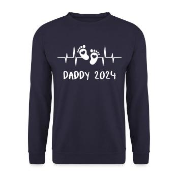 Papa 2024 Heartbeat - La fête des pères de papa papa - Sweat-shirt Unisexe - marine - Devant - Alina (178cm) & Michal (187cm)
