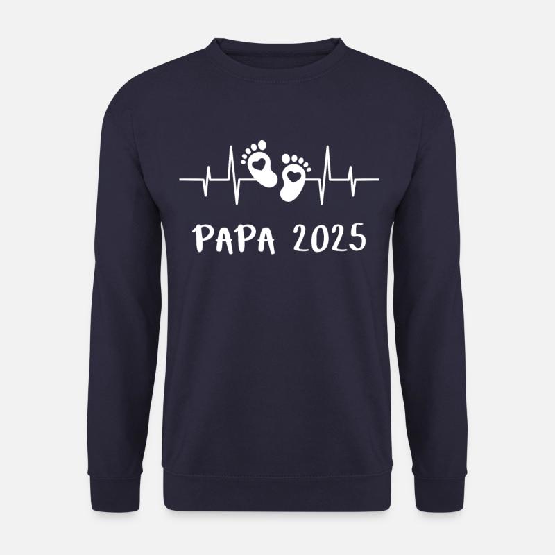 Papa 2025 Herzschlag - Das Daddy Vatertag Geburt - Unisex Pullover - Navy