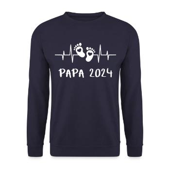 Papa 2024 Heartbeat - La naissance de la fête des pères de papa - Sweat-shirt Unisexe - marine - Devant - Alina (178cm) & Michal (187cm)