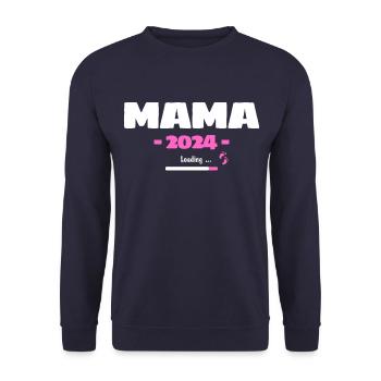Mama 2024 Loading - Werdende Mama Motiv für - Unisex Pullover - Navy - Vorne - Alina (178cm) & Michal (187cm)