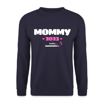 Mommy 2023 Loading - Expectant Mama Motif for - Unisex Sweatshirt - navy - Front - Alina (178cm) & Michal (187cm)