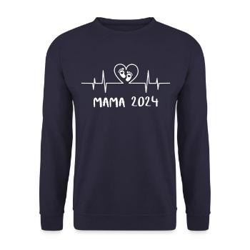 Mama 2024 Heartbeat - La fête des mères de maman Mami - Sweat-shirt Unisexe - marine - Devant - Alina (178cm) & Michal (187cm)