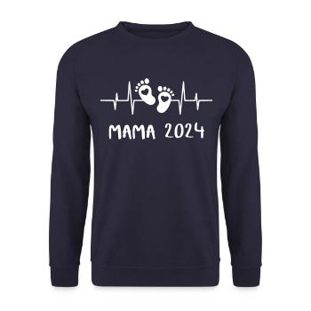 Mama 2024 Heartbeat - La fête des mères de maman Mami - Sweat-shirt Unisexe - marine - Devant - Alina (178cm) & Michal (187cm)