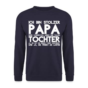 Papa Vater Tochter Vatertag Geburtstag - Unisex Pullover - Navy - Vorne - Alina (178cm) & Michal (187cm)