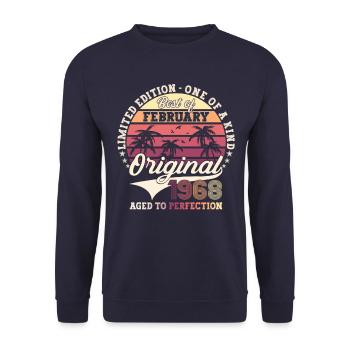Februar Jahrgang 1968 55. Geburtstag Geschenk Mann - Unisex Pullover - Navy - Vorne - Alina (178cm) & Michal (187cm)