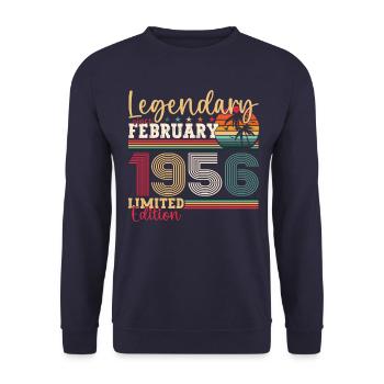 Né en 1956 février 67e anniversaire cadeau homme - Sweat-shirt Unisexe - marine - Devant - Alina (178cm) & Michal (187cm)