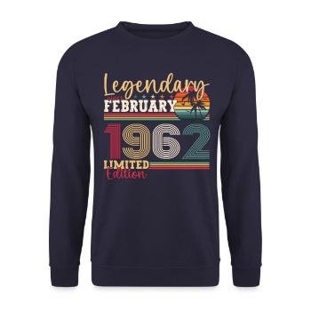 Born 1962 February 61st birthday Gift man - Unisex Sweatshirt - navy - Front - Alina (178cm) & Michal (187cm)