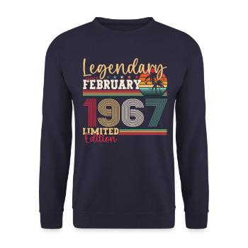 Born 1967 February 56th birthday Gift man - Unisex Sweatshirt - navy - Front - Alina (178cm) & Michal (187cm)