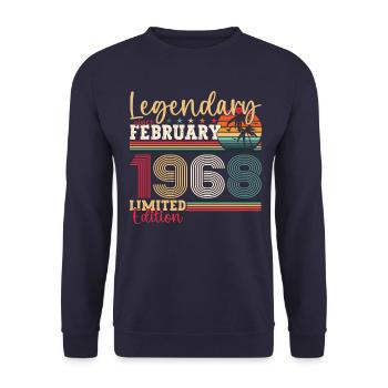 Jahrgang 1968 Februar 55. Geburtstag Geschenk Mann - Unisex Pullover - Navy - Vorne - Alina (178cm) & Michal (187cm)