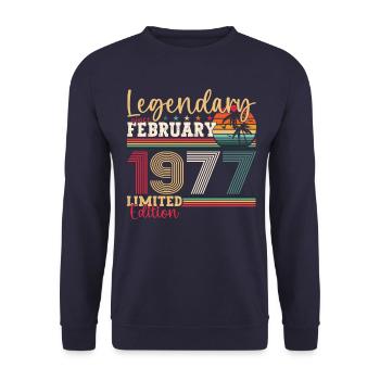 Né 1977 février 46e anniversaire Homme cadeau - Sweat-shirt Unisexe - marine - Devant - Alina (178cm) & Michal (187cm)