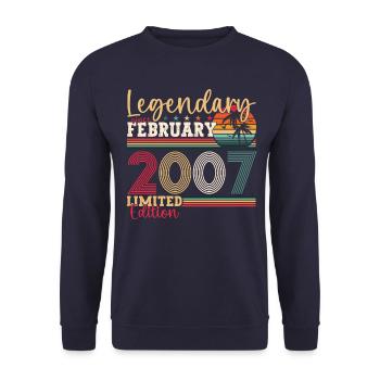 Year 2007 February 16th birthday Gift man - Unisex Sweatshirt - navy - Front - Alina (178cm) & Michal (187cm)