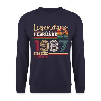 Né 1987 février 36th anniversaire Gift man - Sweat-shirt Unisexe - marine - Devant - Alina (178cm) & Michal (187cm)