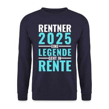 Rentner 2025 - Eine Legende geht in Rente - - Unisex Pullover - Navy - Vorne - Alina (178cm) & Michal (187cm)