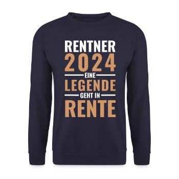 Rentner 2024 - Eine Legende geht in Rente - - Unisex Pullover - Navy - Vorne - Alina (178cm) & Michal (187cm)