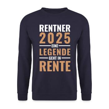 Rentner 2025 - Eine Legende geht in Rente - - Unisex Pullover - Navy - Vorne - Alina (178cm) & Michal (187cm)
