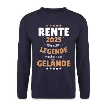 RENTE 2025 - EINE LEGENDE VERLÄSST DAS GELÄNDE! - Unisex Pullover - Navy - Vorne - Alina (178cm) & Michal (187cm)