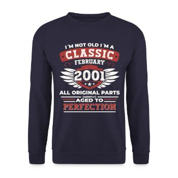 22e anniversaire Février Né 2001 Cadeau - Sweat-shirt Unisexe - marine - Devant - Alina (178cm) & Michal (187cm)
