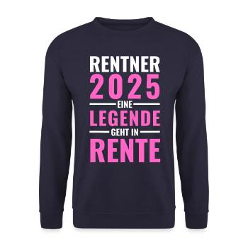Rentnerin 2025 - Eine Legende geht in Rente - - Unisex Pullover - Navy - Vorne - Alina (178cm) & Michal (187cm)
