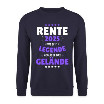 RENTE 2025 EINE LEGENDE VERLÄSST DAS GELÄNDE! Das - Unisex Pullover - Navy - Vorne - Alina (178cm) & Michal (187cm)