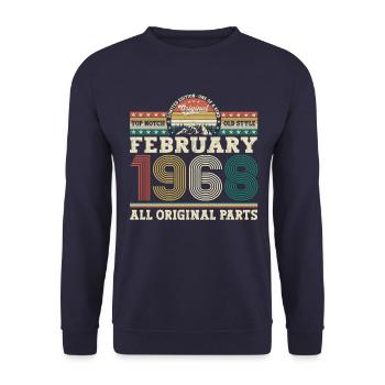 Jahrgang 1968 Februar 55. Geburtstag Geschenk Mann - Unisex Pullover - Navy - Vorne - Alina (178cm) & Michal (187cm)