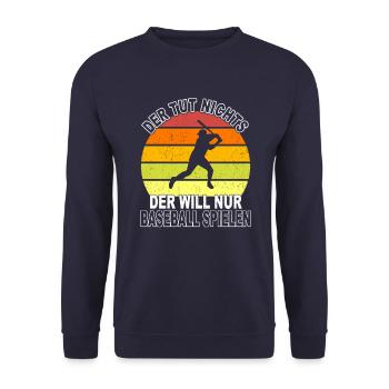Baseball Spruch - Unisex Pullover - Navy - Vorne - Alina (178cm) & Michal (187cm)