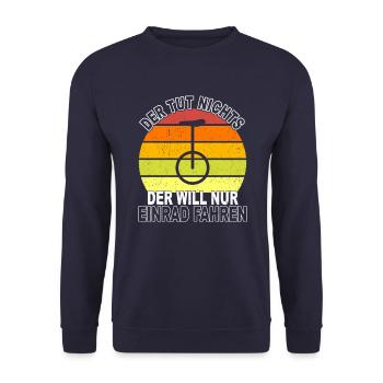 Einrad Spruch - Unisex Pullover - Navy - Vorne - Alina (178cm) & Michal (187cm)
