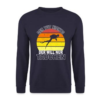 Tauchen Spruch - Unisex Pullover - Navy - Vorne - Alina (178cm) & Michal (187cm)