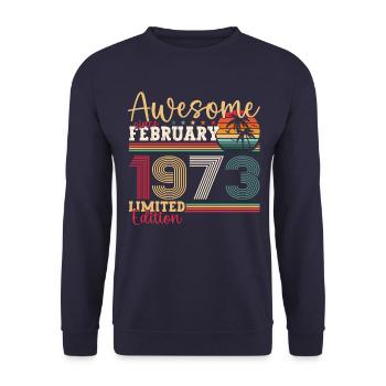 Awesome February vintage 1973 birthday gift - Unisex Sweatshirt - navy - Front - Alina (178cm) & Michal (187cm)