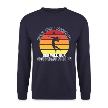 Volleyball Spruch - Unisex Pullover - Navy - Vorne - Alina (178cm) & Michal (187cm)