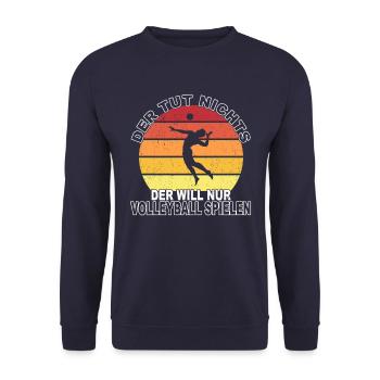 Volleyball Spruch - Unisex Pullover - Navy - Vorne - Alina (178cm) & Michal (187cm)