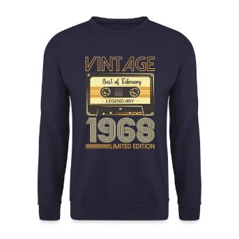 February born 1968 55th birthday gift man - Unisex Sweatshirt - navy - Front - Alina (178cm) & Michal (187cm)